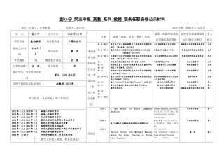 同志申报系列职务任职资格公示材料