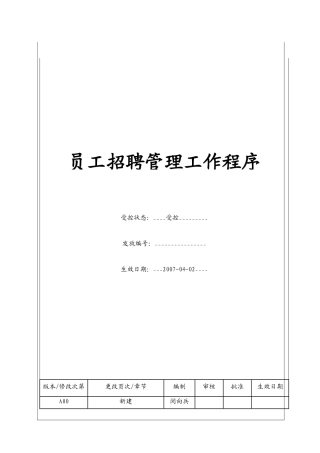 人力资源-(BT-RL-103)员工招聘管理工作程序