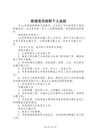 街道党员挂职个人总结