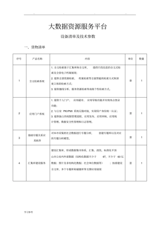 大数据资源服务平台