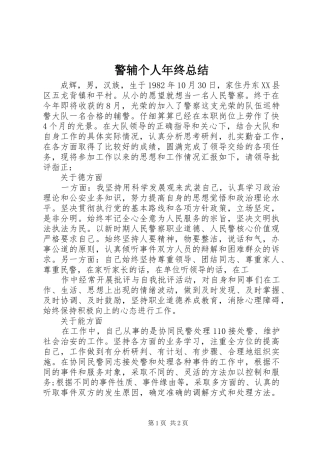警辅个人年终总结