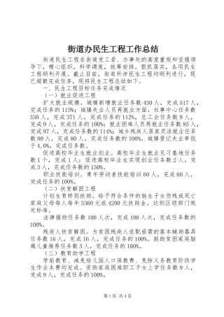 街道办民生工程工作总结