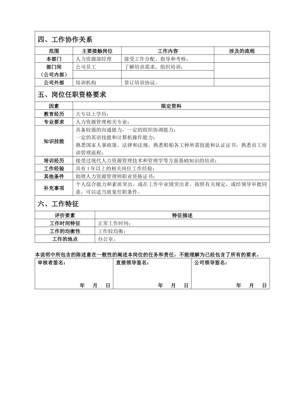 人力资源部培训专员岗位说明书_第2页