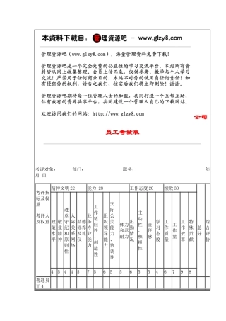 司员工考核表