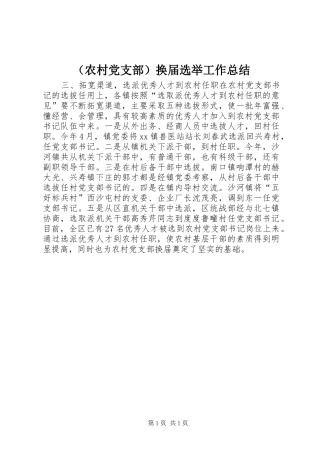 （农村党支部）换届选举工作总结