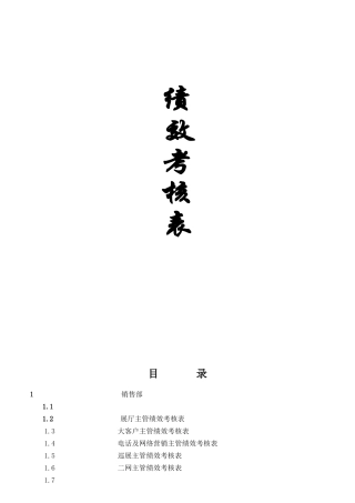 完整S店各岗位员工绩效考核表