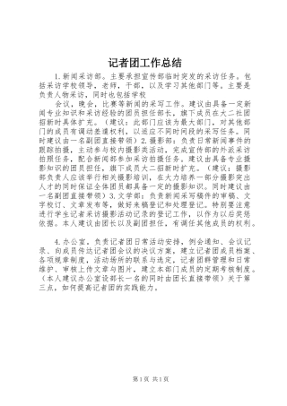 记者团工作总结