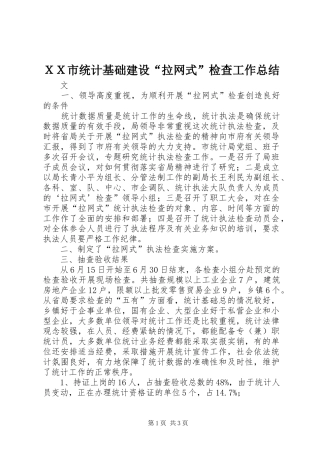 ＸＸ市统计基础建设“拉网式”检查工作总结