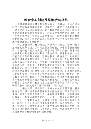 粮食中心创建及整治活动总结