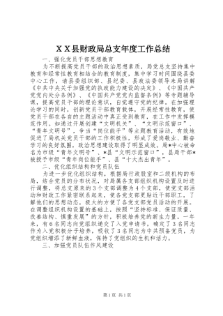 ＸＸ县财政局总支年度工作总结