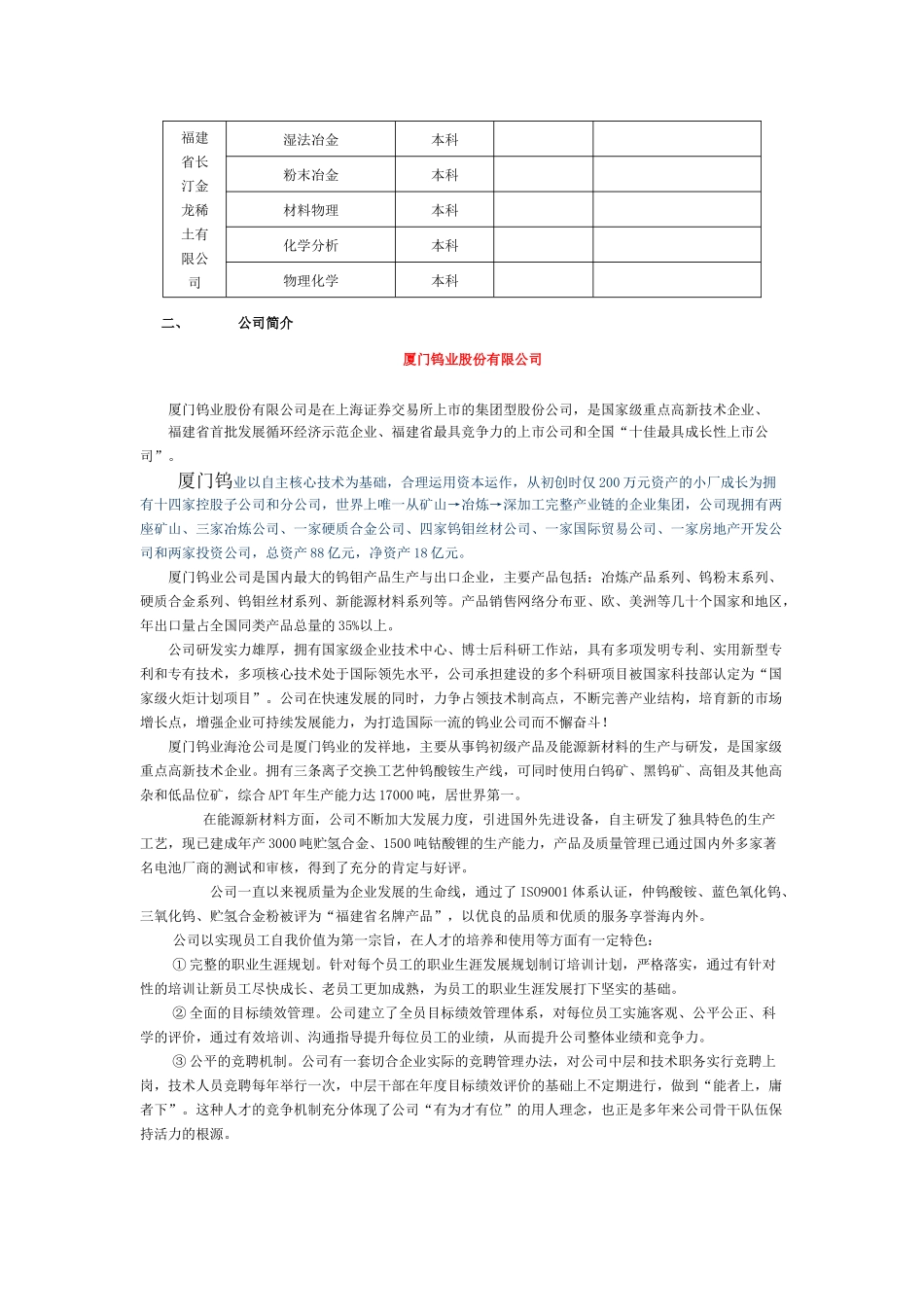 厦门钨业股份有限公司在中南大学招聘_第2页