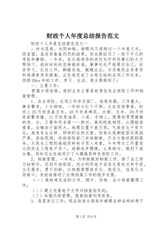 财政个人年度总结报告范文
