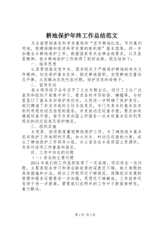 耕地保护年终工作总结范文