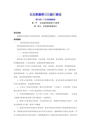 人力资源师(二级)要点1-3章