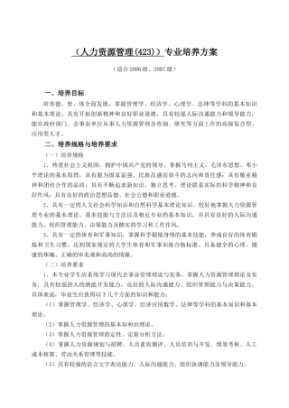 人力资源-(人力资源管理(423))专业培养方案