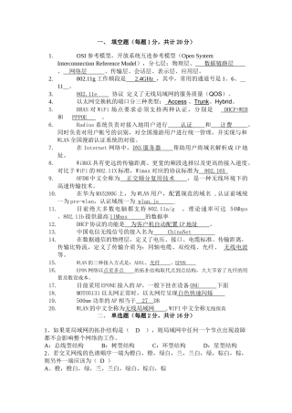 人力资源-WLAN选拔试题答案参考
