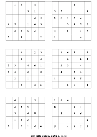 (完整版)六宫格数独练习题(可直接打印,每页6题,共26页)