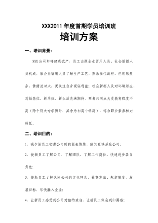 人力资源-XXX2011年度首期学员培训班
