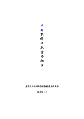 市场职种任职资格体系标准