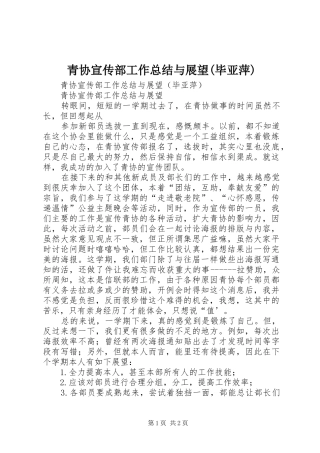 青协宣传部工作总结与展望(毕亚萍)