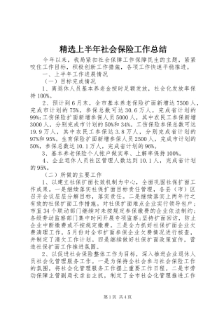 精选上半年社会保险工作总结