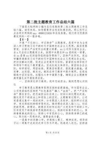 第二批主题教育工作总结六篇