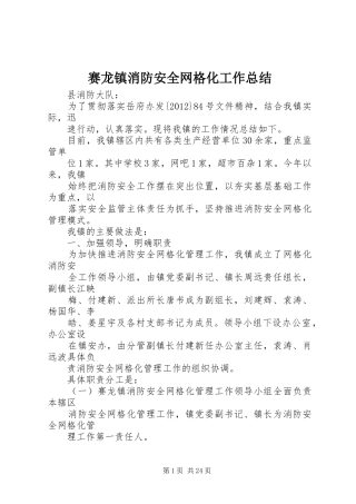 赛龙镇消防安全网格化工作总结