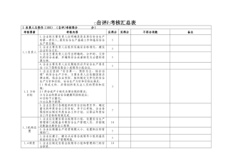 危险化学品从业单位安全标准化自查考核汇总表