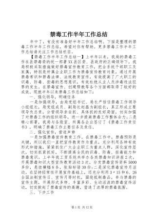 禁毒工作半年工作总结