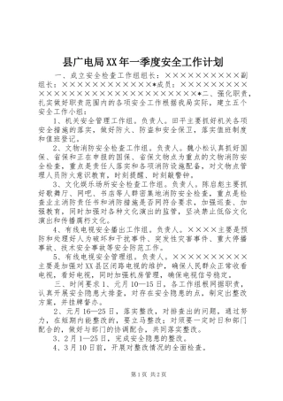 县广电局一季度安全工作计划