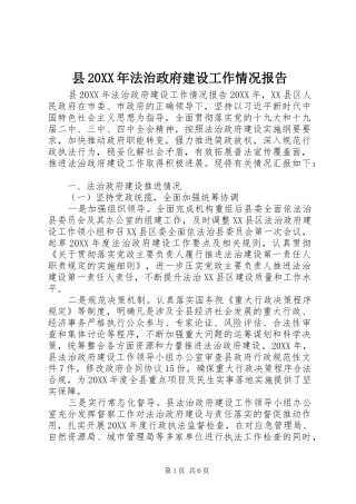 县法治政府建设工作情况报告