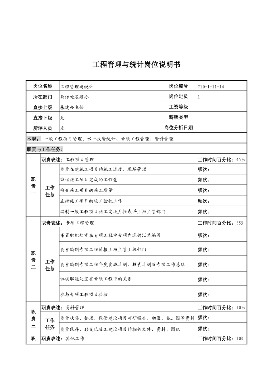 中船重工研究所条件保障处工程管理与统计岗位说明书_第1页