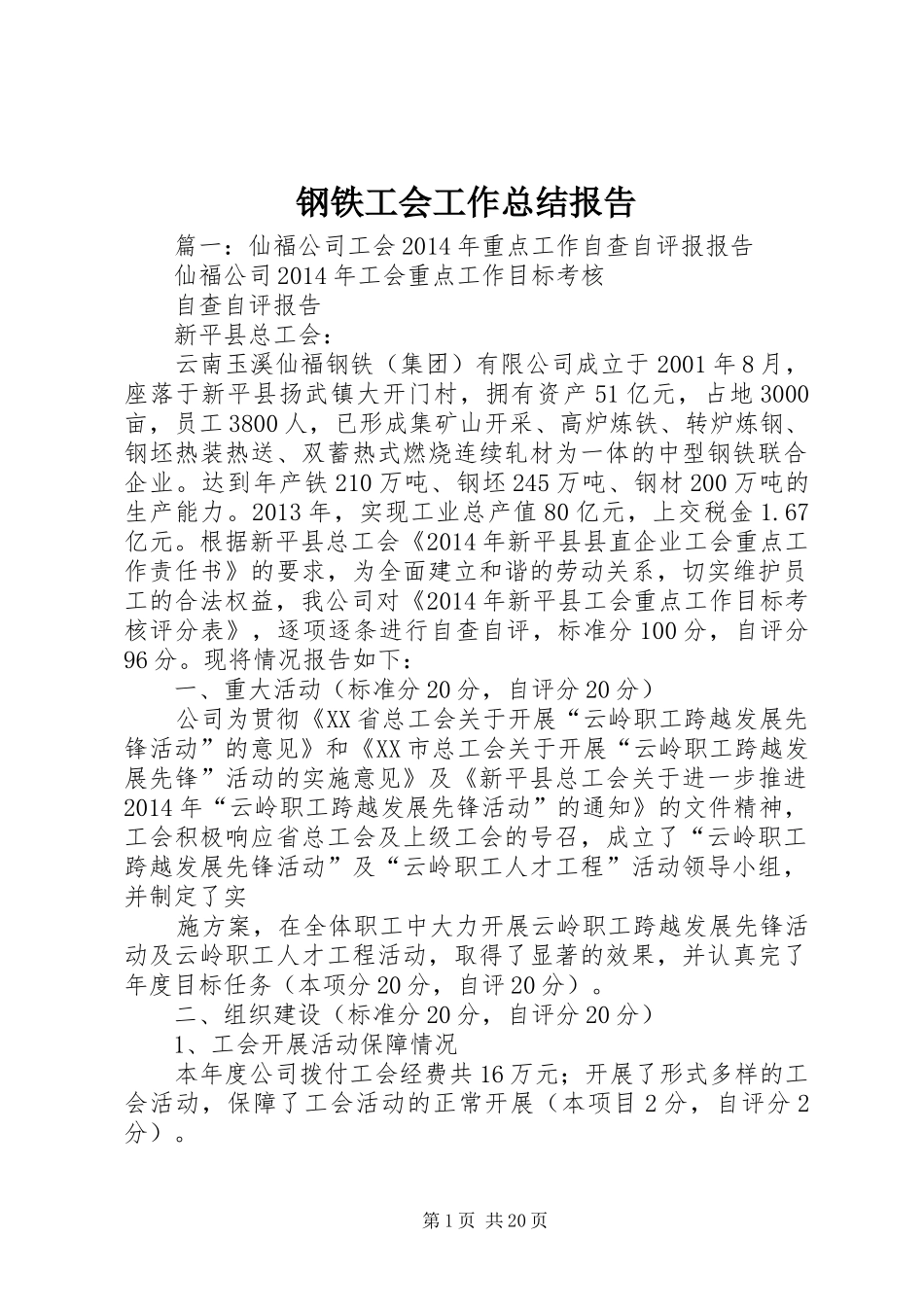 钢铁工会工作总结报告_第1页