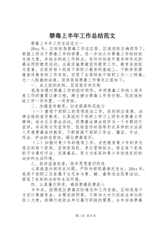 禁毒上半年工作总结范文