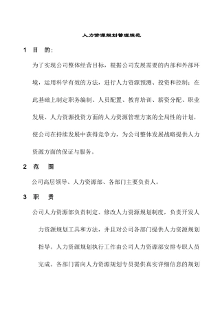 人力资源规划管理规范