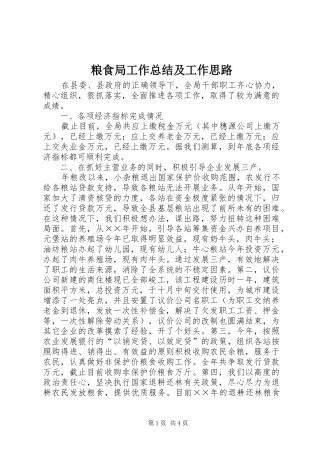粮食局工作总结及工作思路