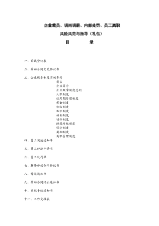企业裁员、调岗调薪、内部处罚、员工离职风险防范与指导(礼包)
