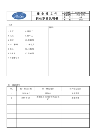 喷涂岗位职责说明书