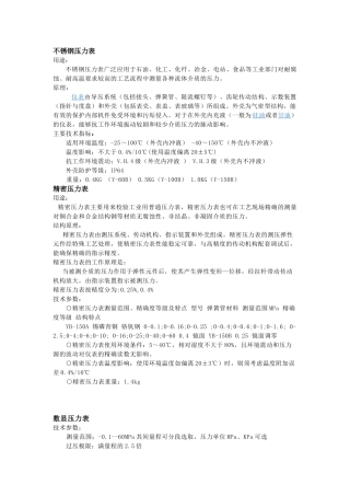 压力表资料大全