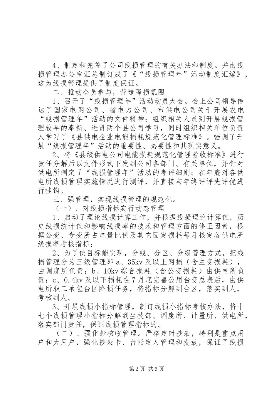 电力公司线损管理年活动年工作总结_第2页
