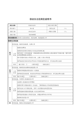 信访办主任岗位说明书