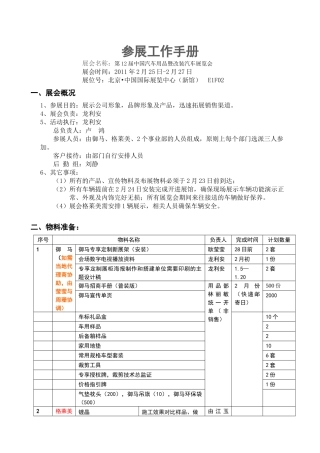 人力资源-XXXX北京参展工作手册