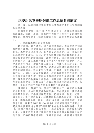 纪委纠风室挂职锻炼工作总结5则范文