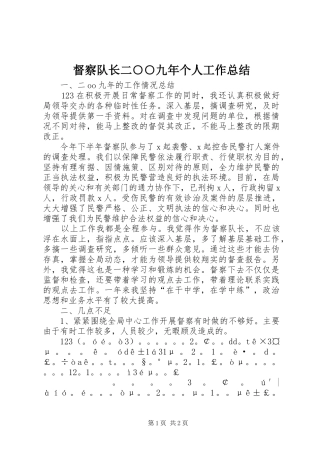 督察队长二○○九年个人工作总结