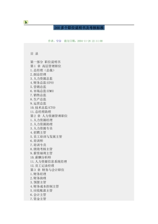 人力资源-012-200个职位说明书及考核标准