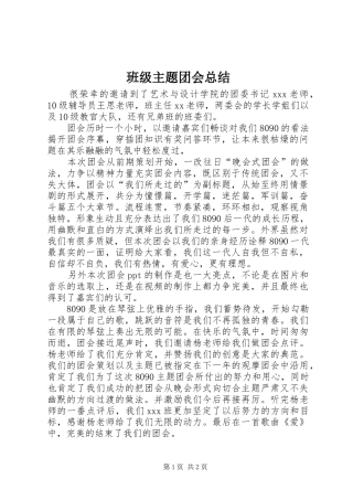 班级主题团会总结