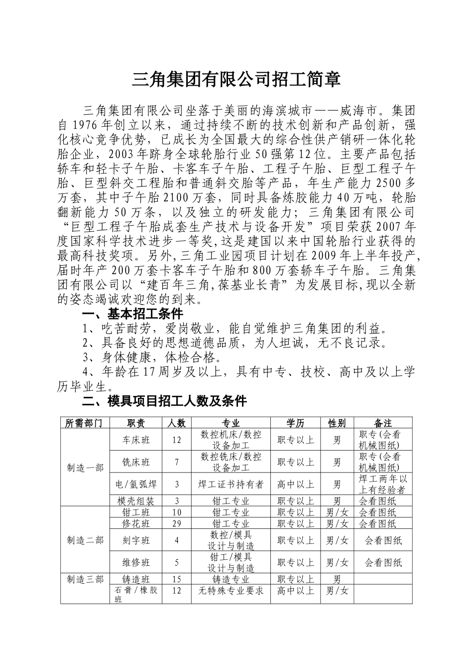 三角集团有限公司招工简章_第1页