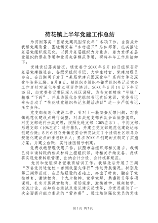 荷花镇上半年党建工作总结