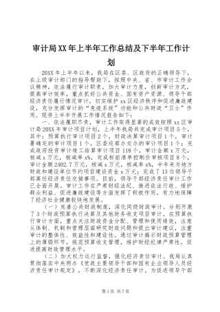 审计局上半年工作总结及下半年工作计划