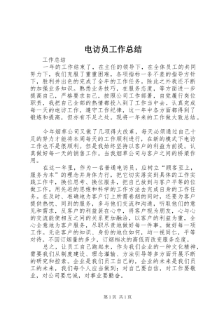 电访员工作总结